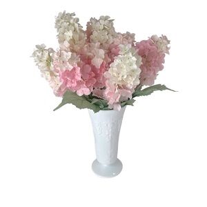 VINTAGE VASE Milk Glass Embossed grape and vine pattern White